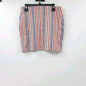 Zara trafaluc red white and blue striped skirt